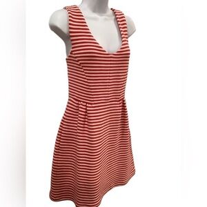 Boden Tomato and White Striped Dress SIZE 10